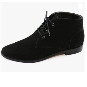 YDN Black Low Heel Pointed Toe Lace Up Chukka Ankle Boots Fall Winter Boot